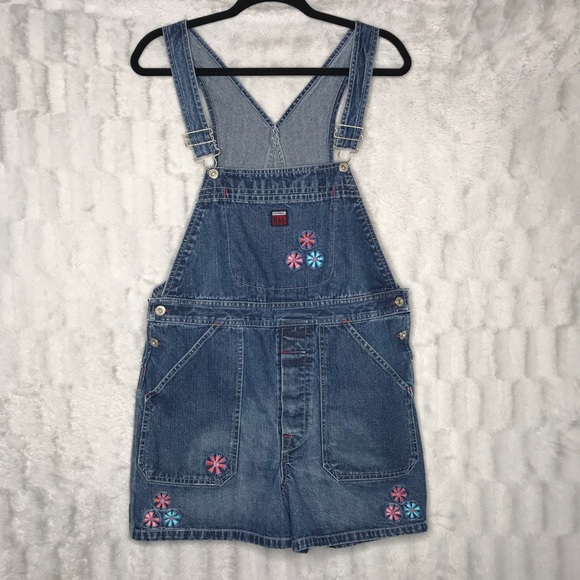 Route 66 Denim - Jean Overall Shorts Route 66 Flower Embroidery